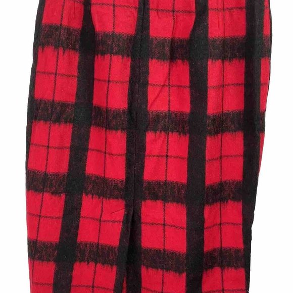 Talbots Women's Sz 2 Red Black Holiday Plaid Wool Pencil Skirt Lined Knee Work - Picture 4 of 6